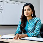 **

"A professional businesswoman in a modest salwar kameez, sitting at a desk in a bright, modern office with Bengali script on a whiteboard in the background, fully clothed, appropriate attire, safe for work, perfect anatomy, natural proportions, professional photography, high quality."

**