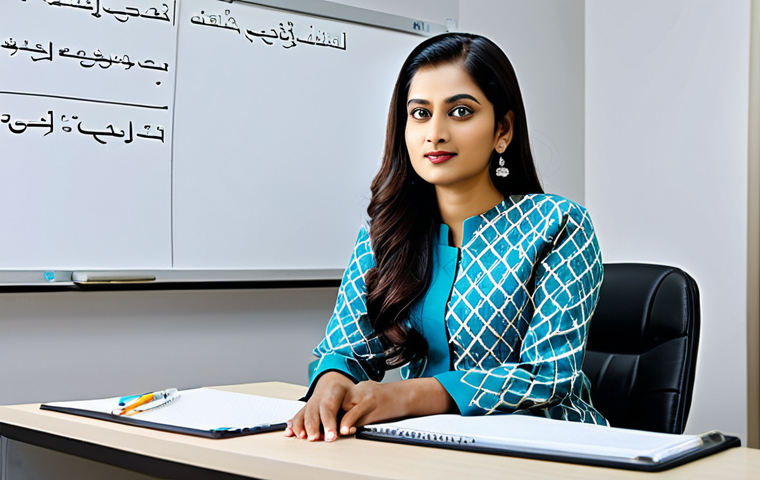 **

"A professional businesswoman in a modest salwar kameez, sitting at a desk in a bright, modern office with Bengali script on a whiteboard in the background, fully clothed, appropriate attire, safe for work, perfect anatomy, natural proportions, professional photography, high quality."

**