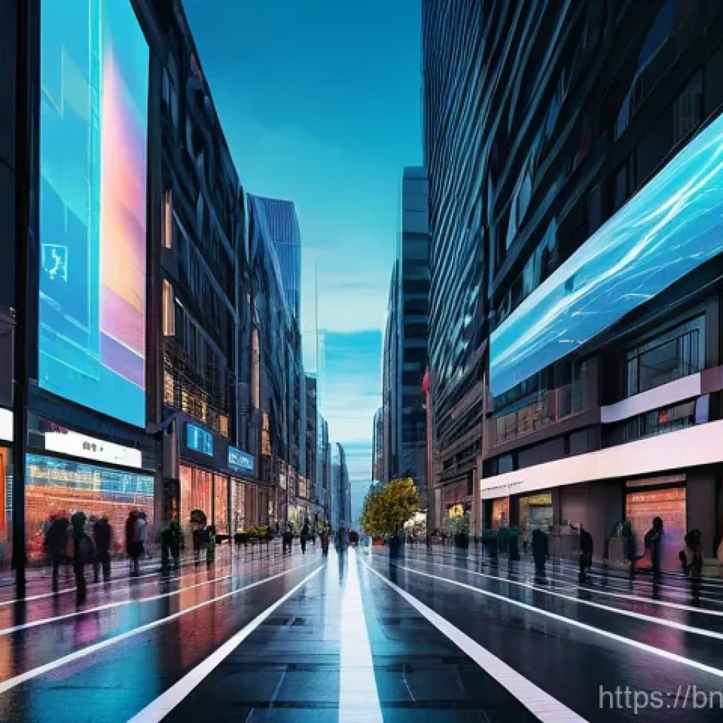 전미분과 방향 미분 - **Prompt:** A bustling, futuristic city street scene at dusk, depicted with a dynamic, multi-layered...