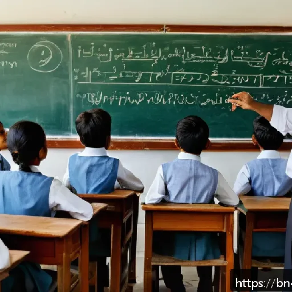 미분 가능성과 함수의 연속성 - A detailed educational scene depicting a Bengali classroom where a middle-aged male teacher explains...