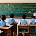 미분 가능성과 함수의 연속성 - A detailed educational scene depicting a Bengali classroom where a middle-aged male teacher explains...